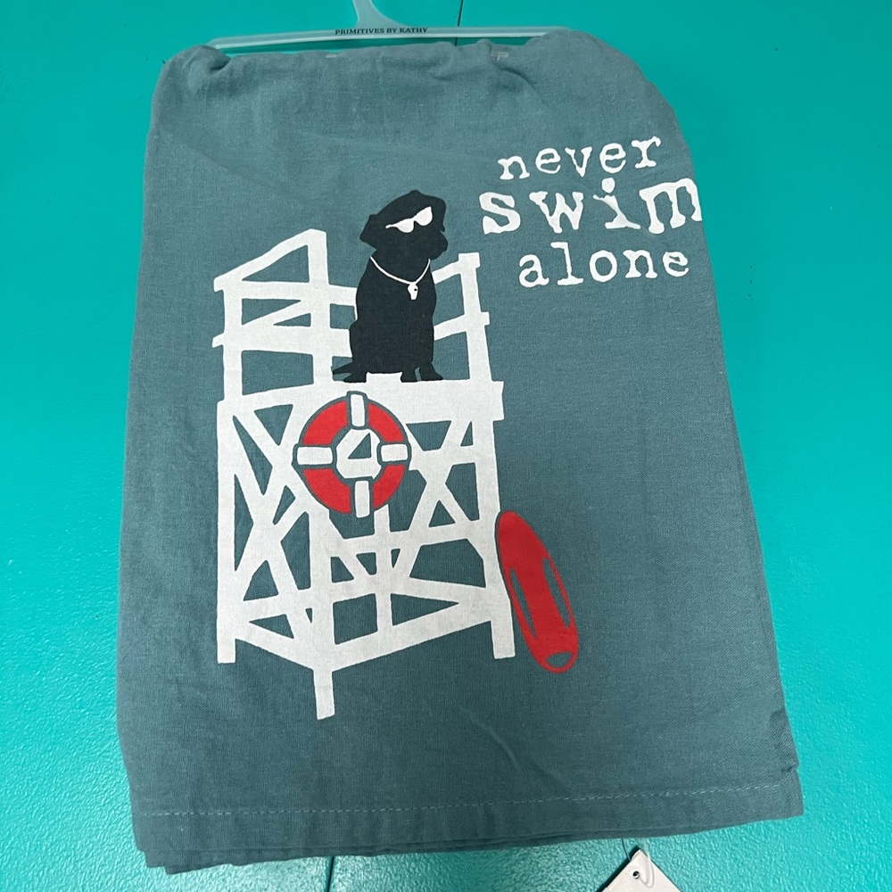 5/$20 never swim alone tea towel